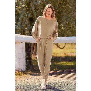 PRETTYGARDEN Women's size small khaki Long Sleeve Pullover